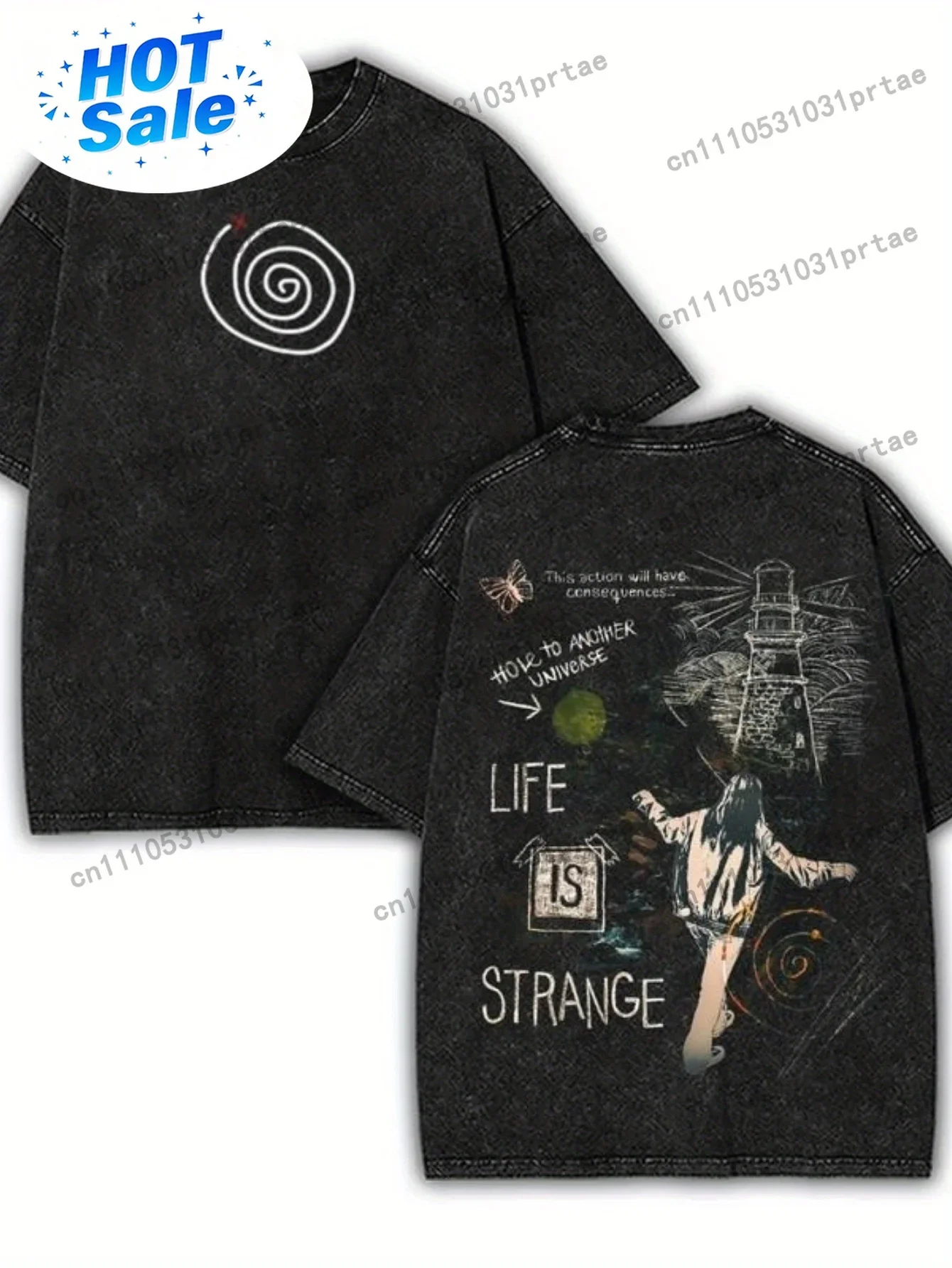Streetwear Brand Red - T-shirt streetwear pour homme, effet délavé,