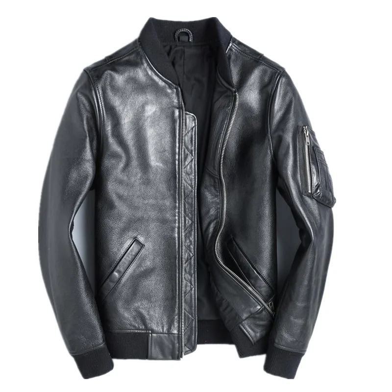 Streetwear Brand Jacket - YR-Blouson aviateur en cuir de l'armée