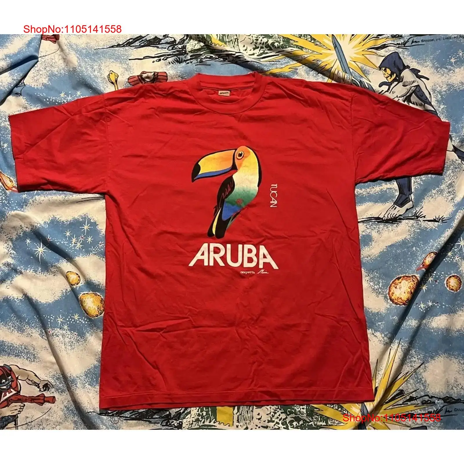Vintage Aruba Tucan Toucan t-s - Streetwear Brand Red avis et prix