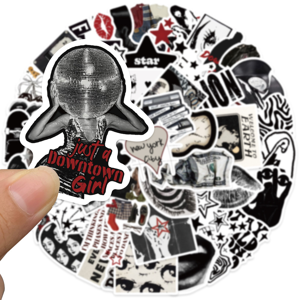 10/50pcs 90s 00s rétro noir et - Streetwear Brand Stickers avis et prix